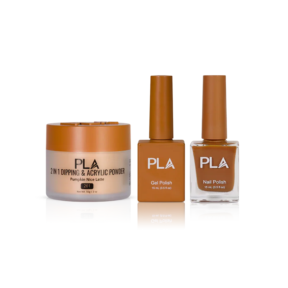 PLA Nail Trio Set (front view of gel polish, lacquer polish, and dip & acrylic powder jar)