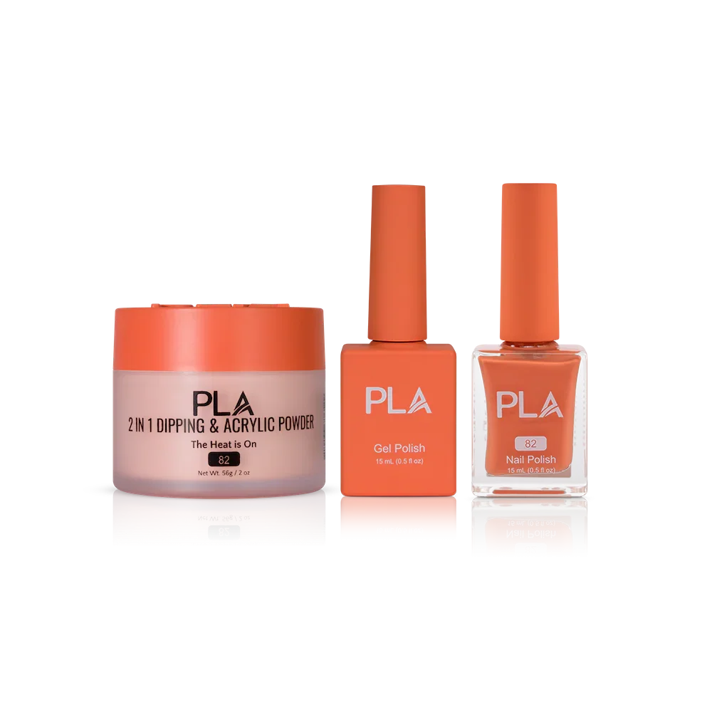 PLA Nail Trio Set (front view of gel polish, lacquer polish, and dip & acrylic powder jar)