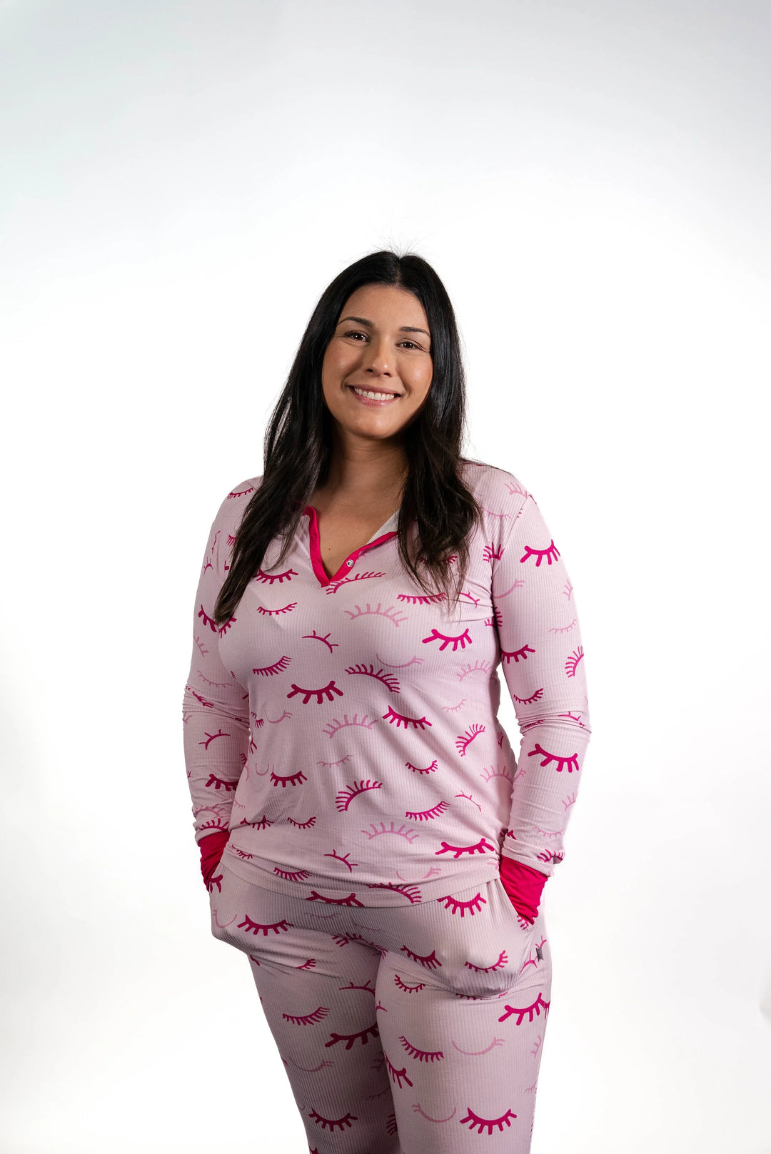 PLA Lash Swag â€” Lash Tech Pajamas (front view of worn pj set)