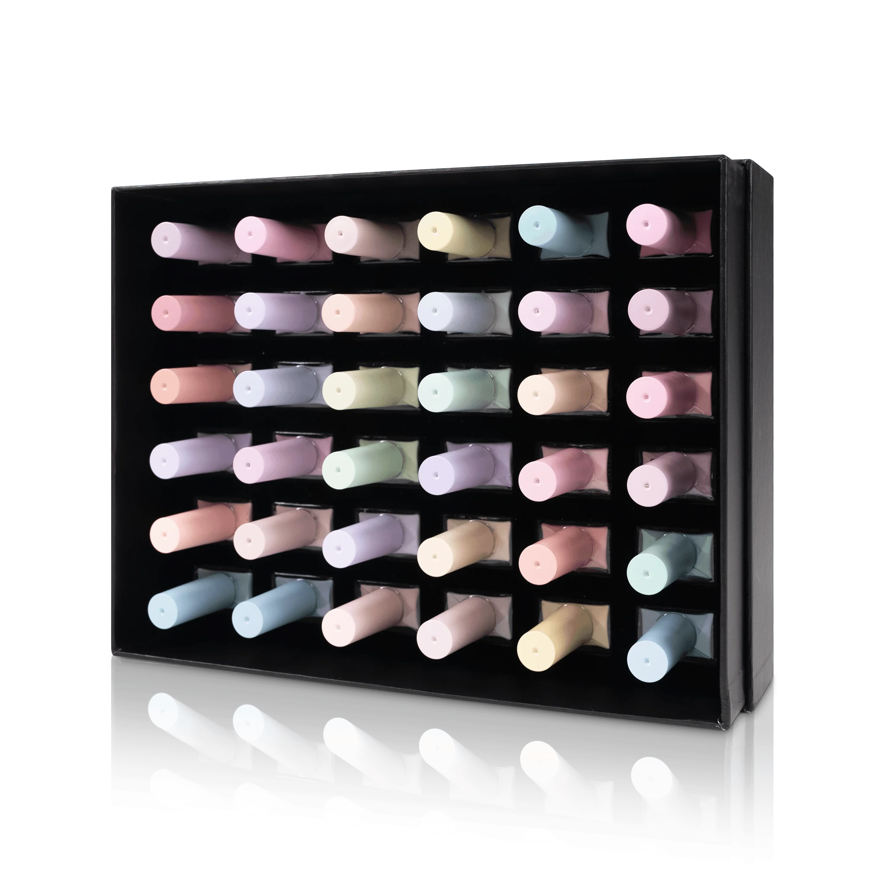 All pastel nail colors top side view, lacquer polishes - Gram Gram's Rose Garden Collection from PLA