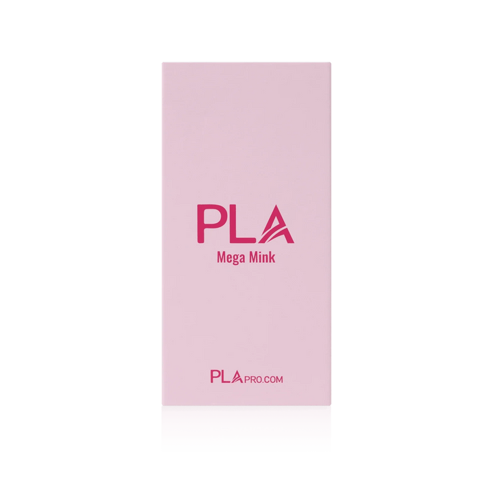 Mega Volume Mink Lashes from PLA, Single Length (front view of the closed box)