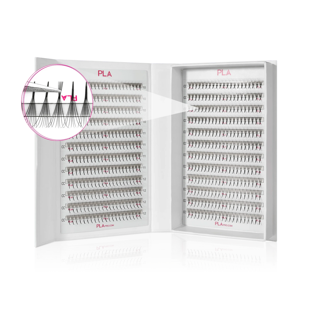 PLA ProMade Lashes — 2.0 (front of open lash box and close up of fan)