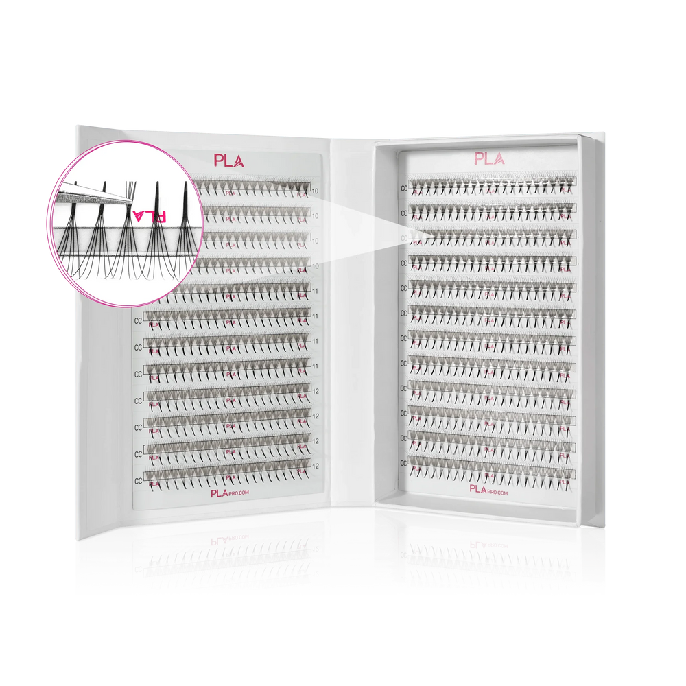 PLA ProMade Lashes — 2.0 (front of open lash box and close up of fan)