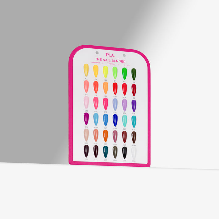 A nail color display card titled &