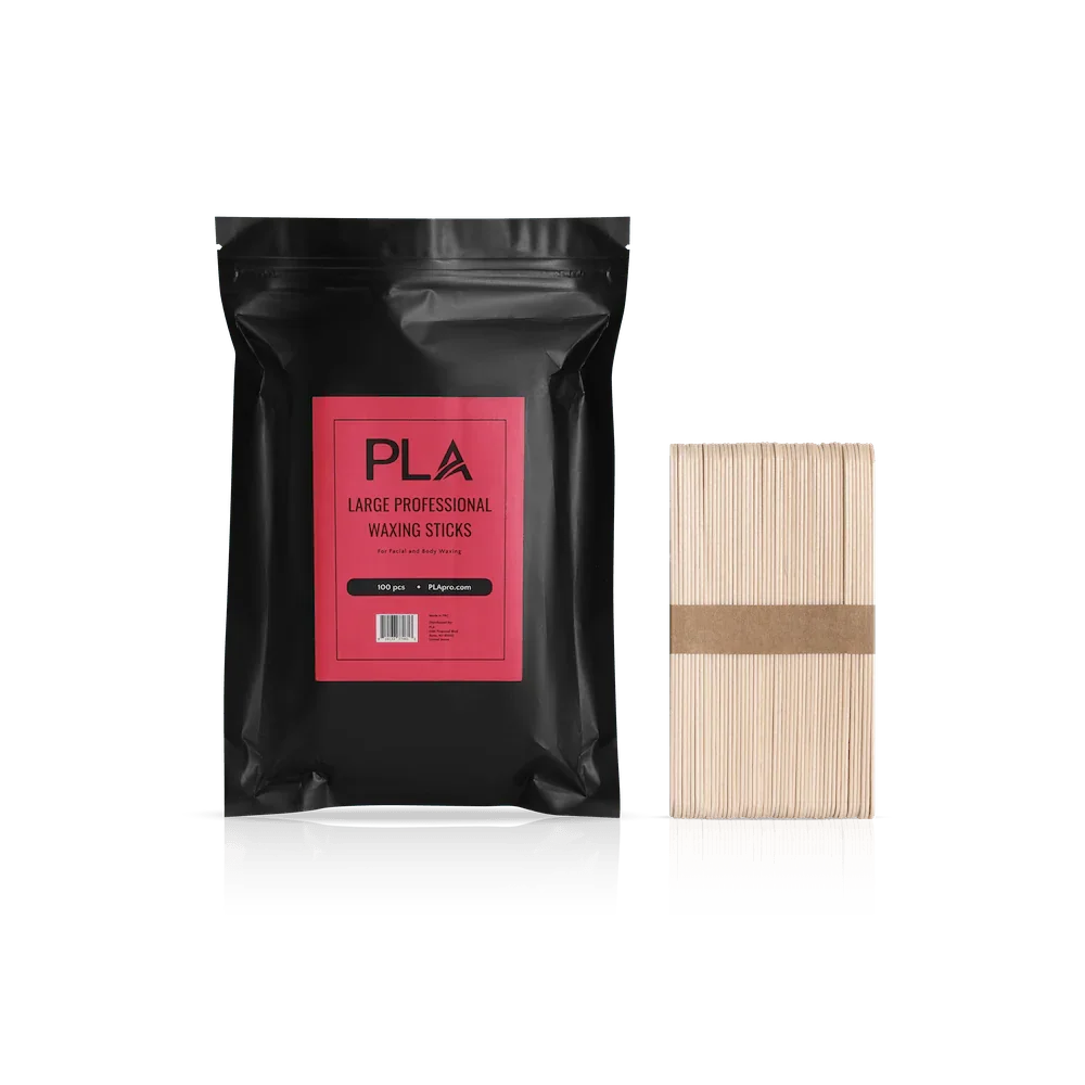Front of PLA Large Professional Waxing Sticks packaging, side vide of large waxing sticks