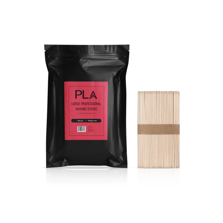 Front of PLA Large Professional Waxing Sticks packaging, side vide of large waxing sticks