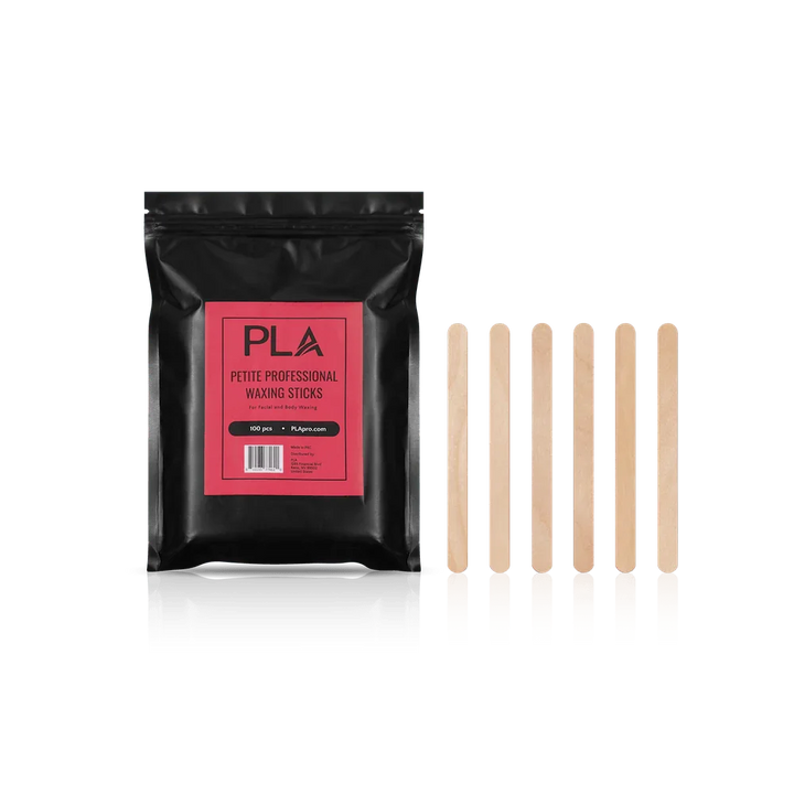 Front of PLA Petite Professional Waxing Sticks packaging, front view of petite waxing sticks