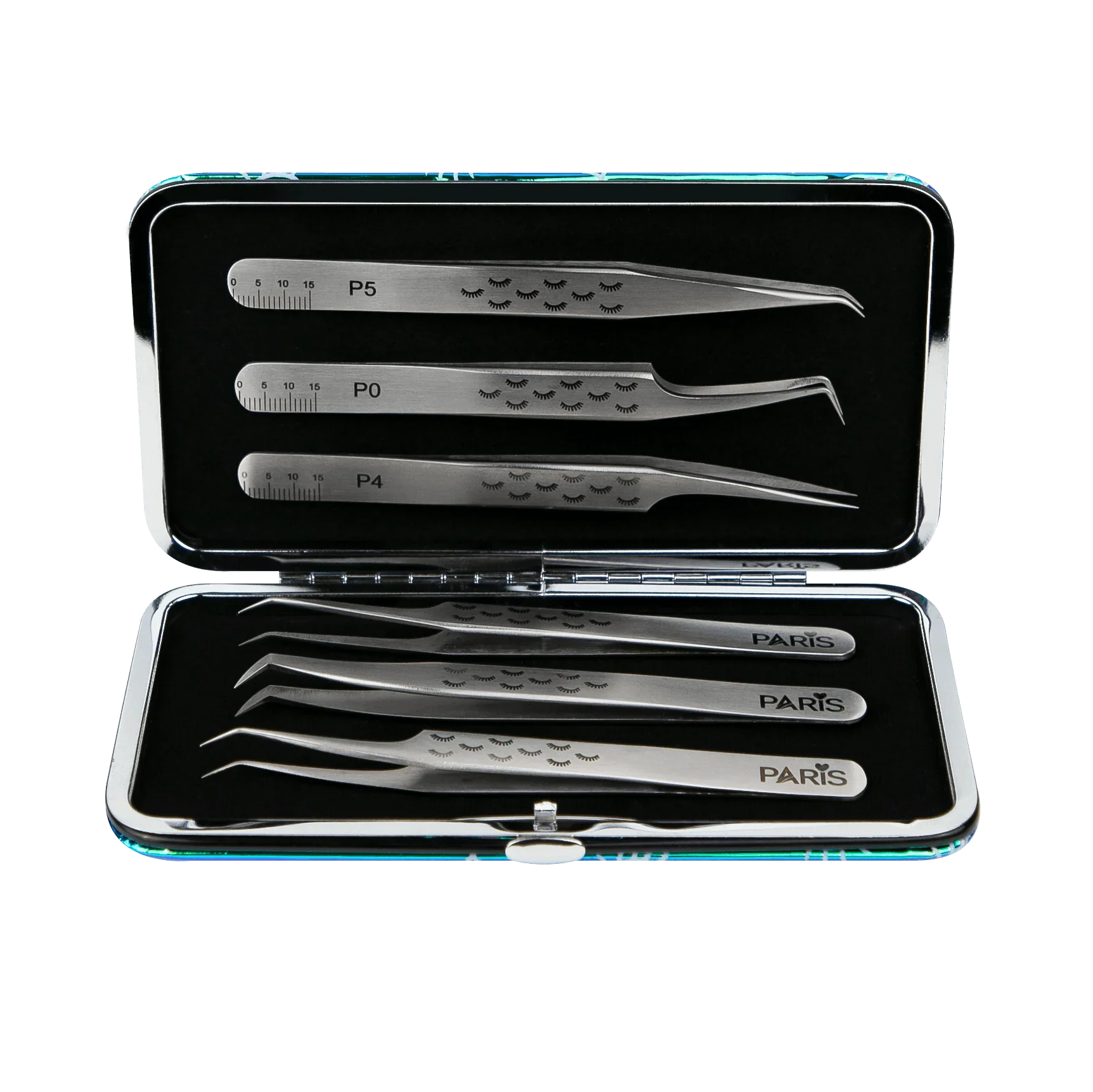 Magnetic Case with EXTRA LONG Eyelash Design Professional Tweezers Set