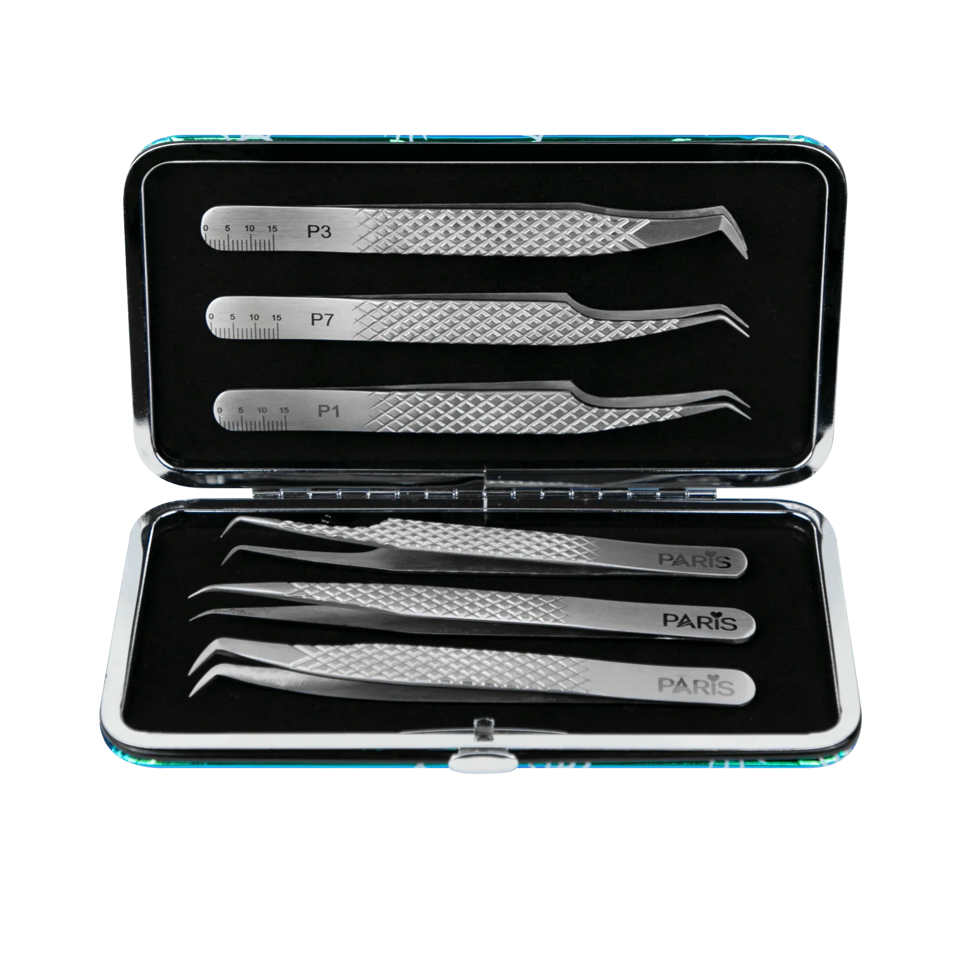 Magnetic Case with Diamond cut Professional Tweezers Set