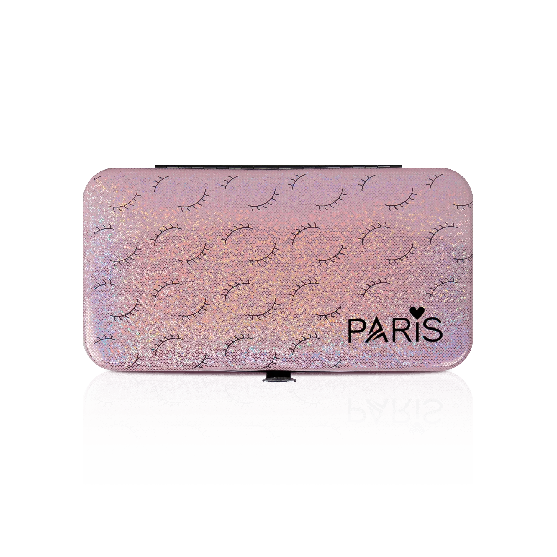 Magnetic Tweezer Case from Paris Lash Academy: Pink Eyelash Design (front view)