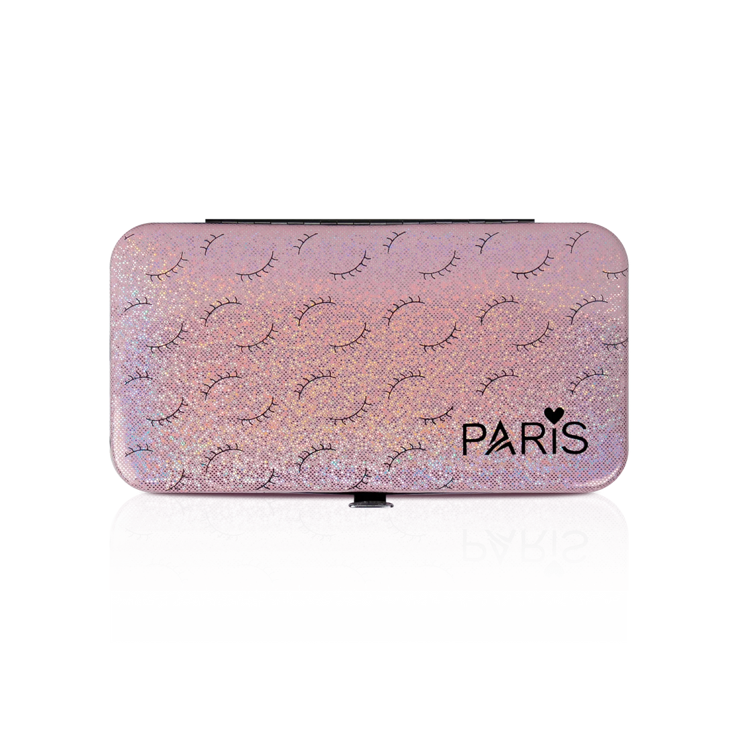 Magnetic Tweezer Case from Paris Lash Academy: Pink Blush Eyelash Design (front view)
