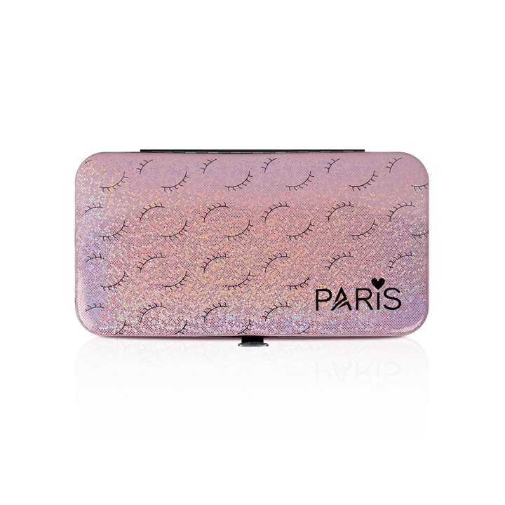 Magnetic Tweezer Case from Paris Lash Academy: Pink Blush Eyelash Design (front view)