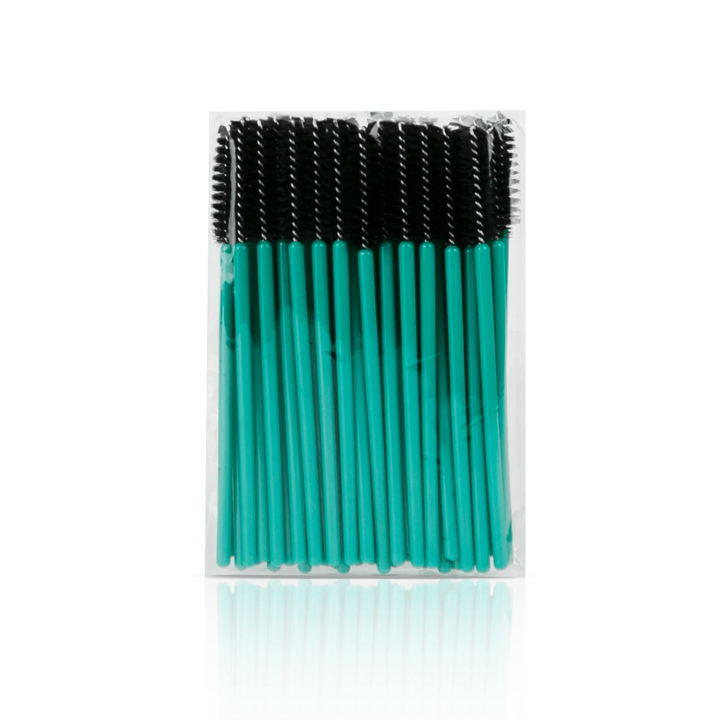 Eyelash Brush Wands from Paris Lash Academy: Teal/Green Spoolie (front view of pack)