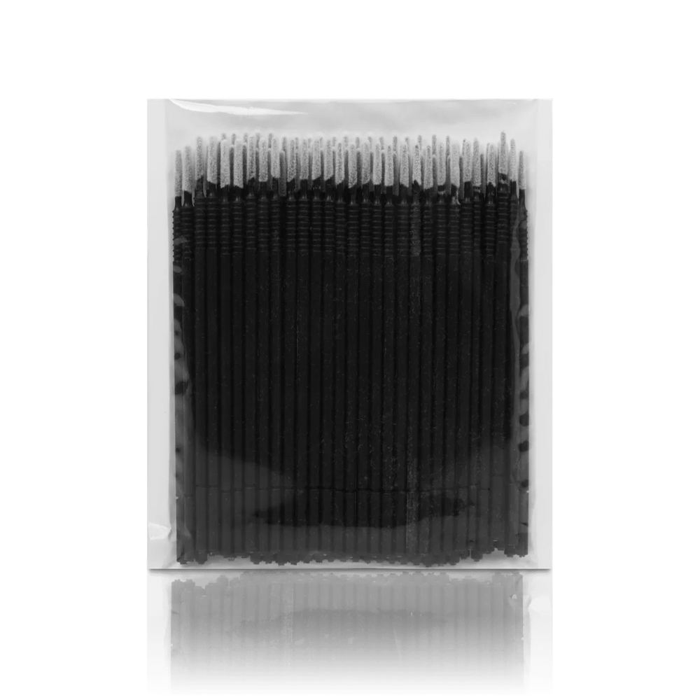 Long Tip Micro Brushes from Paris Lash Academy: Black (front view of pack)