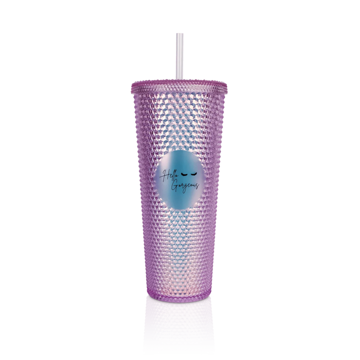 Studded Iridescent Pink Hello Gorgeous Tumbler - Paris Lash Academy