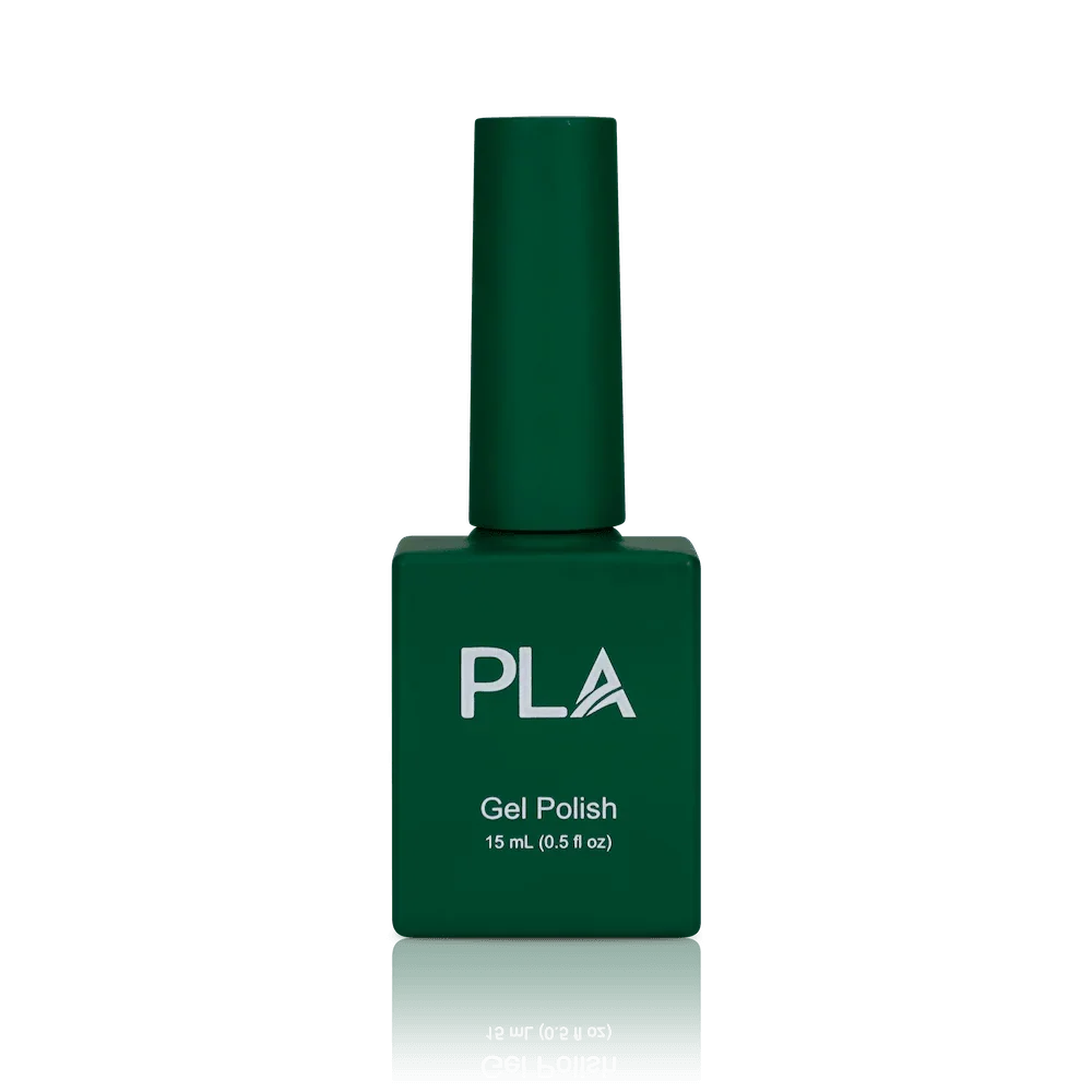 Holiday nail colors from PLA: Resting Grinch Face #129 (gel, front view)