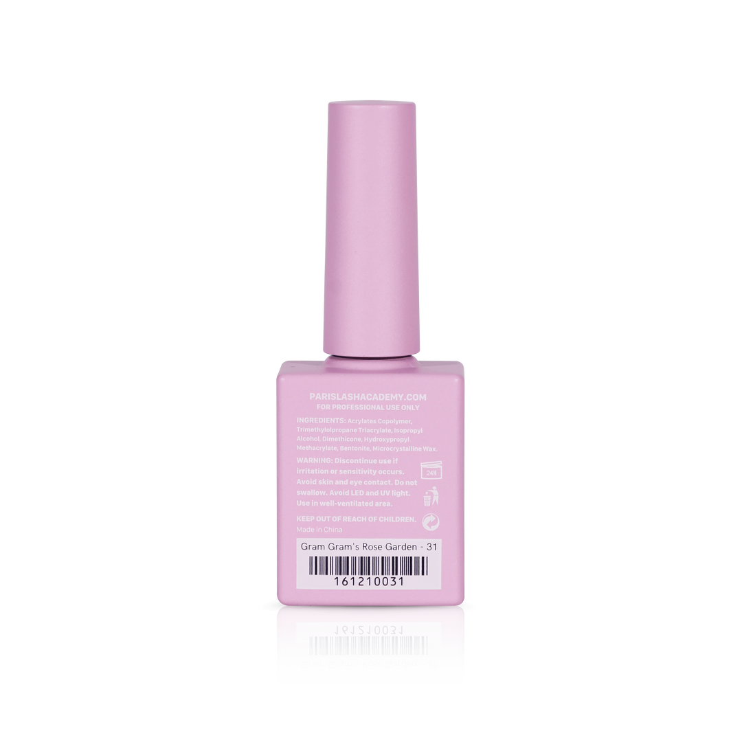 Pastel nail polish from PLA: Gram Gram's Rose Garden #31 (gel, back view)
