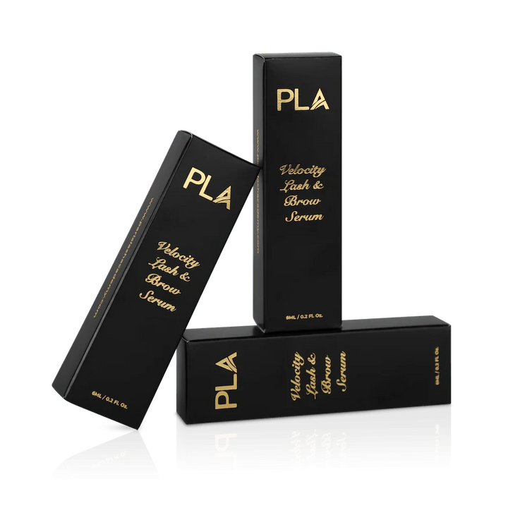 Velocity Lash & Brow Serum from PLApro: 6 mL (front view of three boxes)